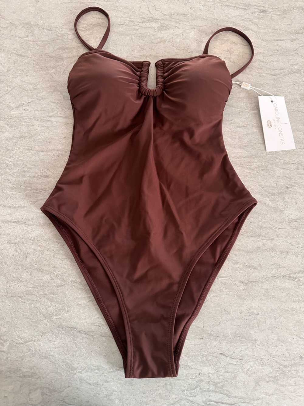 Caroline Constas Chocolate Brown One-Piece Swimsuit
